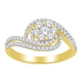 thumbnail image 1 of AFFY Round Cut White Natural Diamond 14K Solid Yellow Gold 0.75 Cttw Bypass Ring, 1 of 1