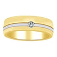 thumbnail image 1 of AFFY Round Cut White Natural Diamond Accent Grooved Band Ring In 14K Solid Yellow Gold (0.07 Ct), 1 of 1