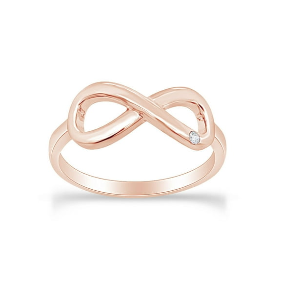 AFFY Round Cut White Natural Diamond Accent Infinity Engagement Ring In 14k Rose Gold Over Sterling Silver Ring Size-6.5