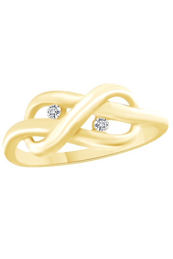 Round Cut White Natural Diamond Accent Infinity Knot Ring In 10K Solid Yellow Gold