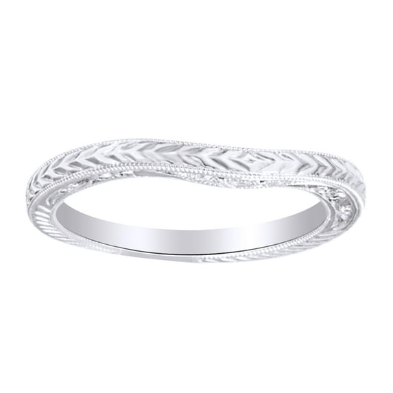 AFFY Round Cut White Natural Diamond Accent Wheat Pattern Ring In 14K Solid White Gold (0.03 Ct)