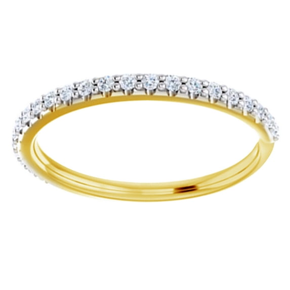 AFFY Round Cut White Natural Diamond Accented Band Ring In 14K Solid Yellow Gold (0.25 Ct)