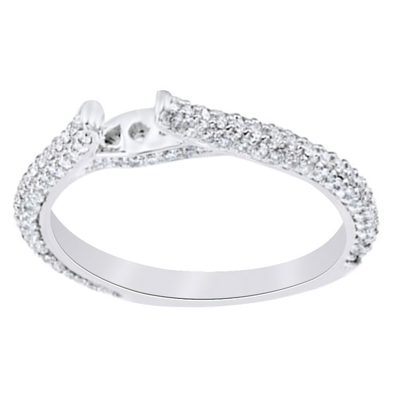 Round Cut White Natural Diamond Accented Shank Ring In 14k Solid White Gold (0.5 Ct),Ring Size-12