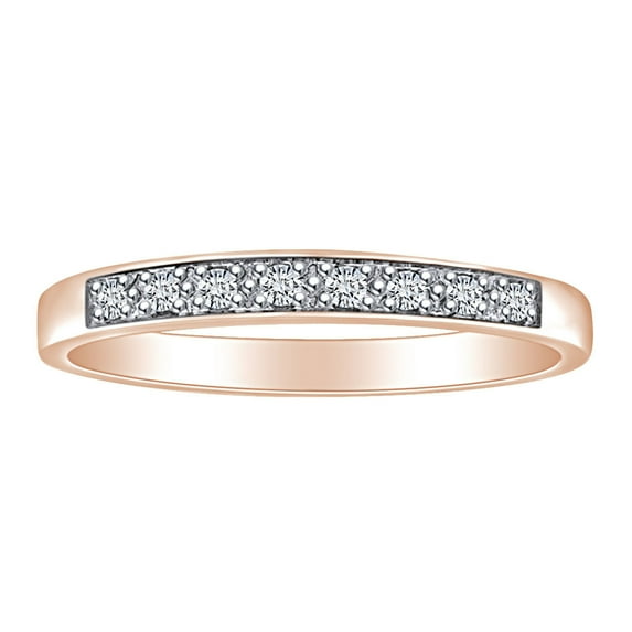 AFFY Round Cut White Natural Diamond Accents Half Eternity Engagement Wedding Band Ring In 10k Solid Rose Gold Ring Size-7