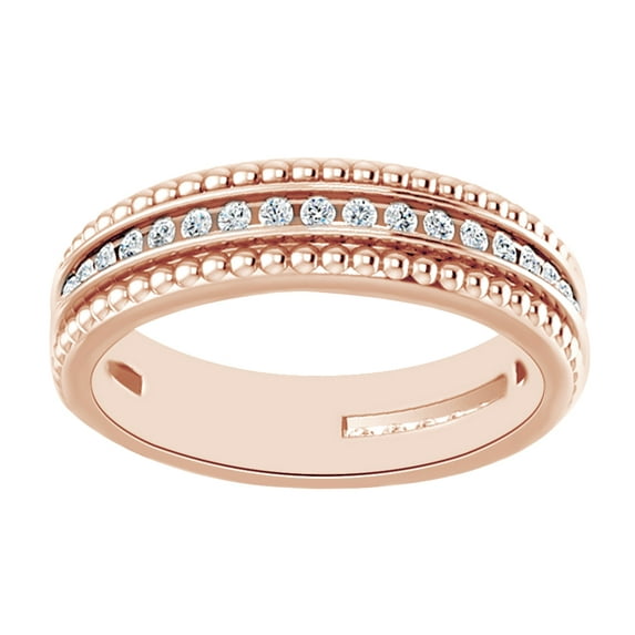AFFY Round Cut White Natural Diamond Anniversary Band Ring In 14K Solid Rose Gold (0.16 Ct), Ring Size-7