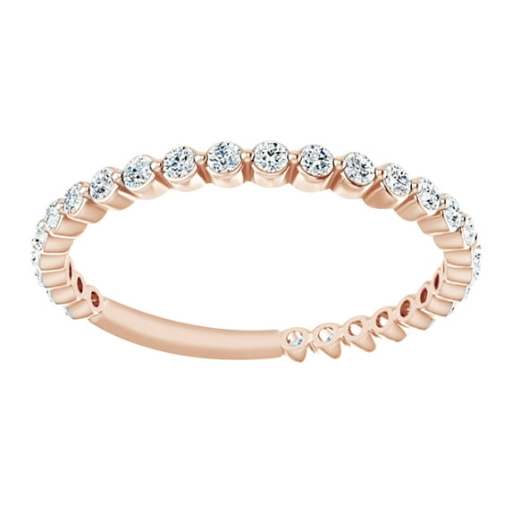 AFFY Round Cut White Natural Diamond Anniversary Band Ring In 14K Solid Rose Gold (0.37 Ct) By