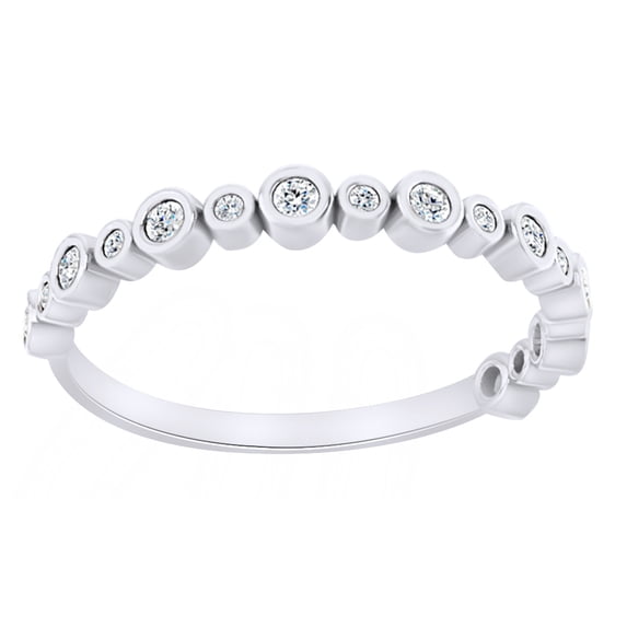 AFFY Round Cut White Natural Diamond Anniversary Band Ring In 14K Solid White Gold (0.16 Ct), Size-5