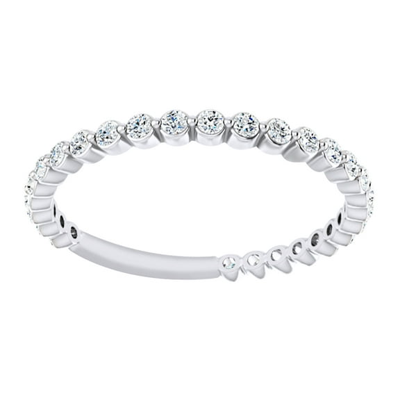 AFFY Round Cut White Natural Diamond Anniversary Band Ring In 14K Solid White Gold (0.37 Ct)