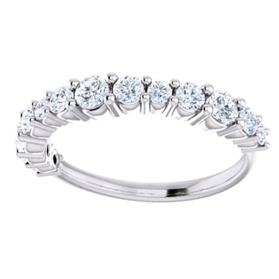AFFY Round Cut White Natural Diamond Anniversary Band Ring In 14K Solid White Gold (0.75 Ct), Size-8.5