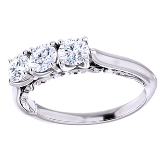 AFFY Round Cut White Natural Diamond Anniversary Band Ring In 14K Solid White Gold (0.87 Ct), Size-13