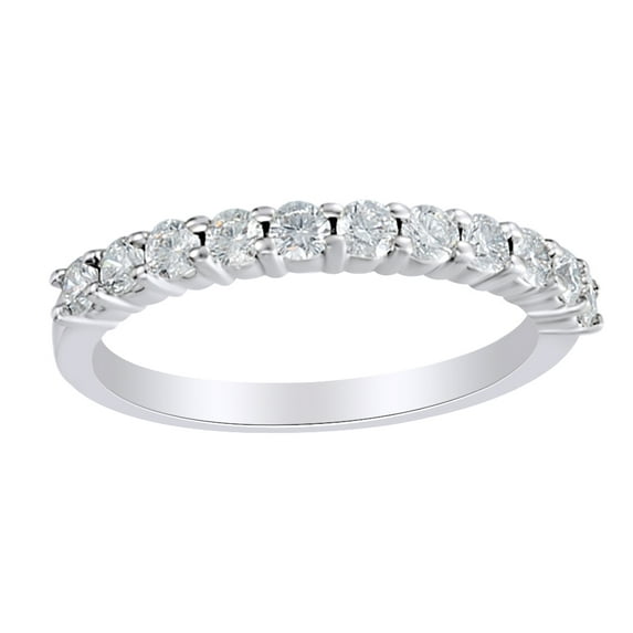 AFFY Round Cut White Natural Diamond Anniversary Band Ring In 14K Solid White Gold