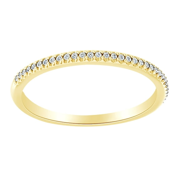 AFFY Round Cut White Natural Diamond Anniversary Band Ring In 14K Solid Yellow Gold (0.1 Ct)
