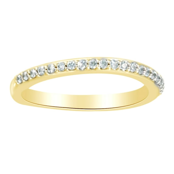 AFFY Round Cut White Natural Diamond Anniversary Band Ring In 14K Solid Yellow Gold (0.2 Cttw)