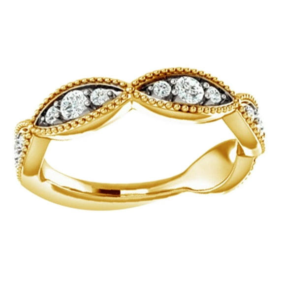 AFFY Round Cut White Natural Diamond Anniversary Band Ring In 14K Solid Yellow Gold (0.5 Ct), Size-13
