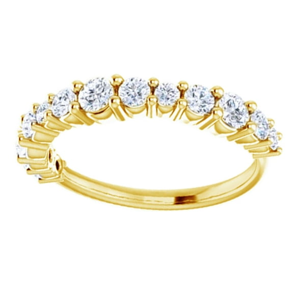 AFFY Round Cut White Natural Diamond Anniversary Band Ring In 14K Solid Yellow Gold (0.75 Ct), Size-14