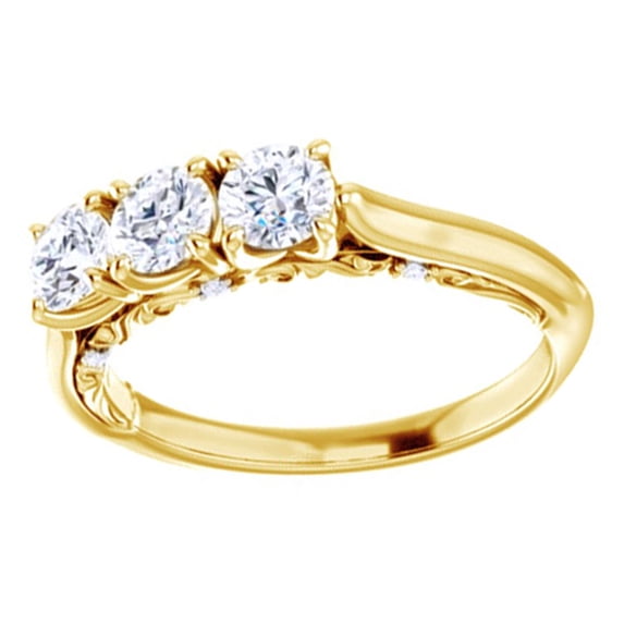 AFFY Round Cut White Natural Diamond Anniversary Band Ring In 14K Solid Yellow Gold (0.87 Ct), Size-4 By