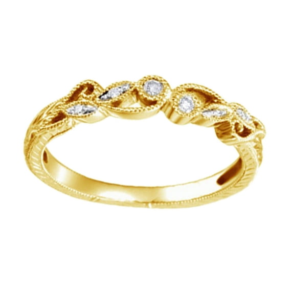 AFFY Round Cut White Natural Diamond Anniversary Band Ring In 14K Solid Yellow Gold, Size-11.5