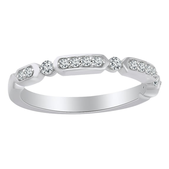 AFFY Round Cut White Natural Diamond Anniversary Band Ring In 14K Solis Gold (0.2 Ct), Ring Size-9.5
