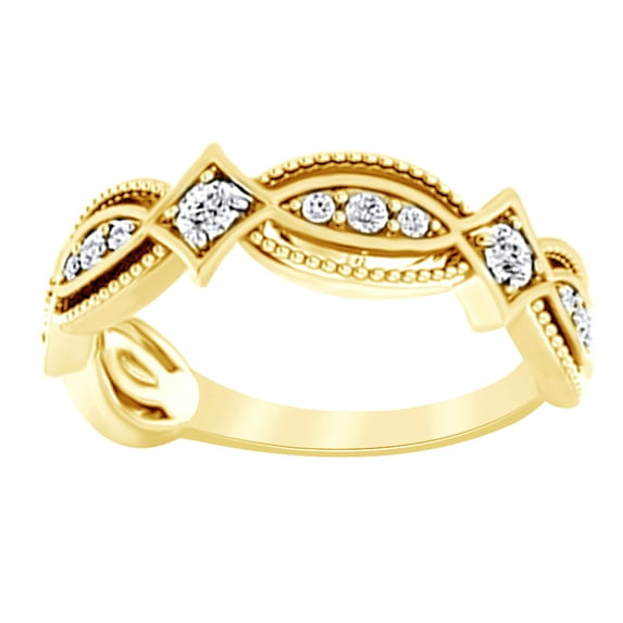 AFFY Round Cut White Natural Diamond Anniversary Band Ring In 14k Solid Yellow Gold (0.33 Ct),Ring Size-9.5
