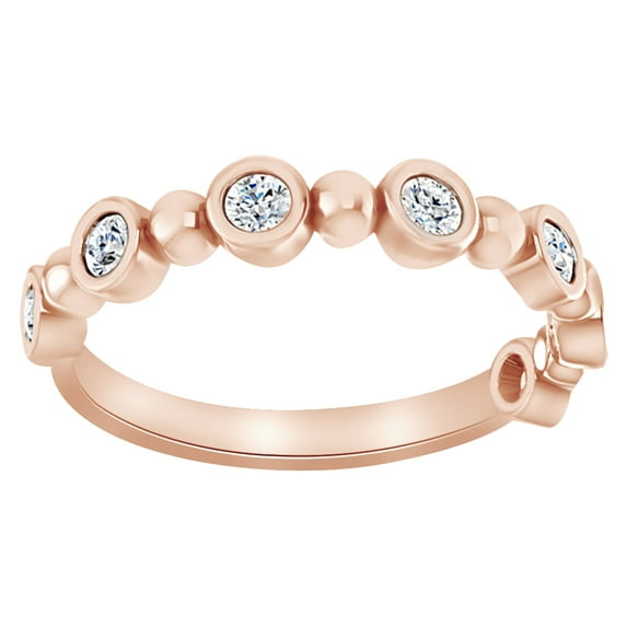 AFFY Round Cut White Natural Diamond Anniversary Engagement Ring In 14K Solid Rose Gold (0.33 Ct), Size-4