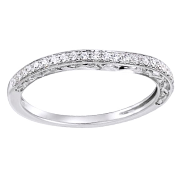 AFFY Round Cut White Natural Diamond Band Ring In 14K Solid White Gold (0.16 Ct), Size-5.5