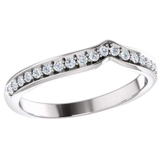 AFFY Round Cut White Natural Diamond Band Ring In 14K Solid White Gold (0.2 Ct), Size-11