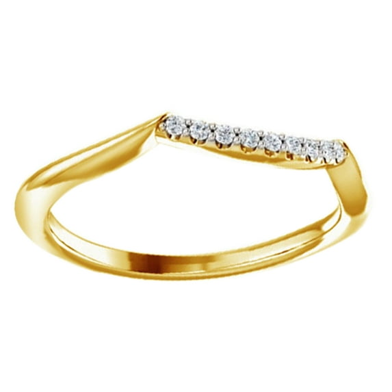 AFFY Round Cut White Natural Diamond Band Ring In 14K Solid Yellow Gold (0.06 Ct), Size-4.5