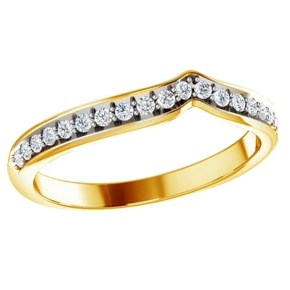AFFY Round Cut White Natural Diamond Band Ring In 14K Solid Yellow Gold (0.2 Ct), Size-6