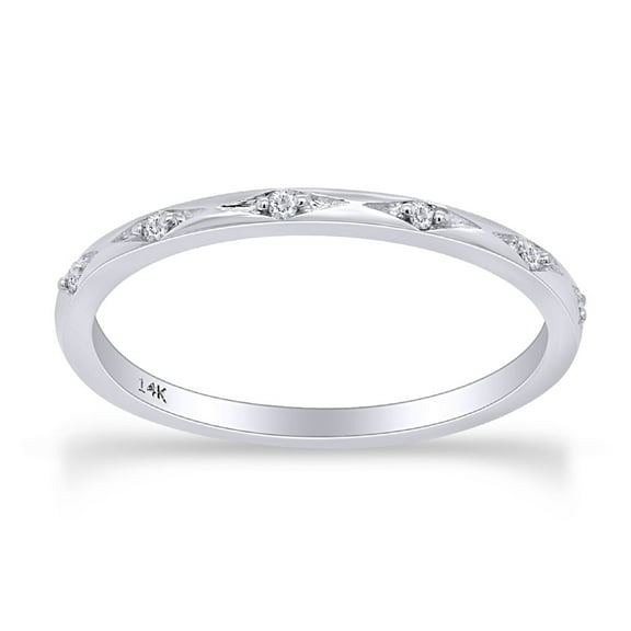 AFFY Round Cut White Natural Diamond Band Ring In 14k Solid White Gold (0.04 Ct),Ring Size-4.5