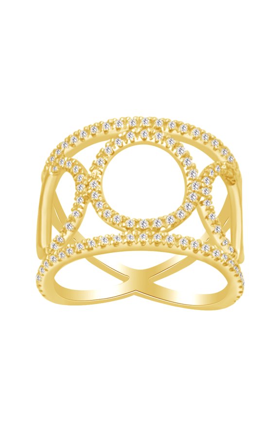 Round Cut White Natural Diamond Big Look Engagement Ring In 14K Solid Yellow Gold (0.5 Cttw)