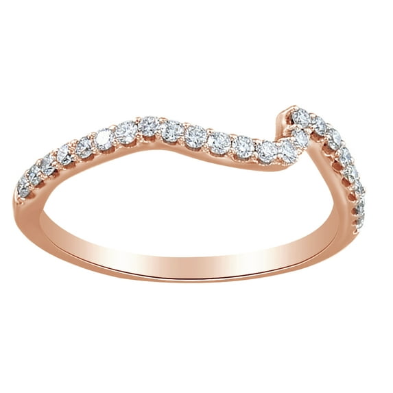 AFFY Round Cut White Natural Diamond Bypass Engagement Wedding Band Ring In 14K Solid Rose Gold (0.25 Ct)