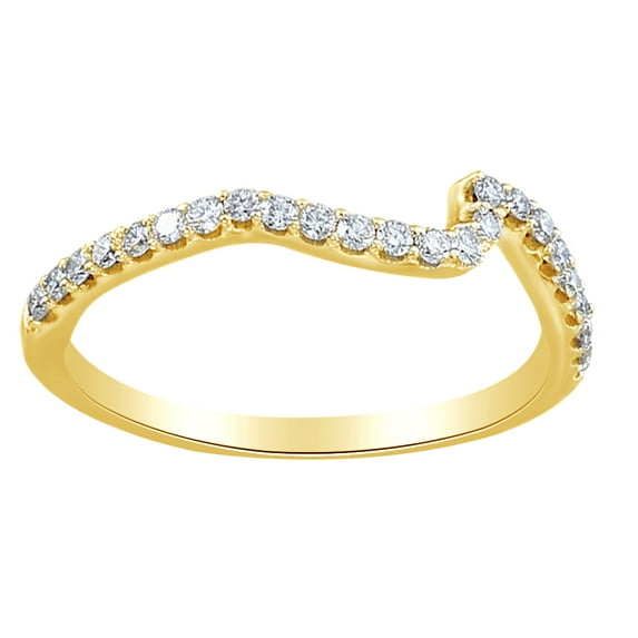 AFFY Round Cut White Natural Diamond Bypass Engagement Wedding Band Ring In 14K Solid Yellow Gold (0.25 Ct)