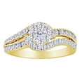 thumbnail image 1 of AFFY Round Cut White Natural Diamond Bypass Fashion Ring In 10k Yellow Gold (1 cttw) Ring Size-7.5, 1 of 2