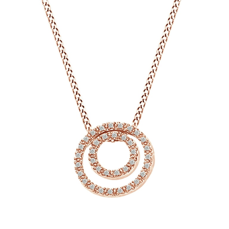 AFFY Round Cut White Natural Diamond Circle Pendant Necklace In