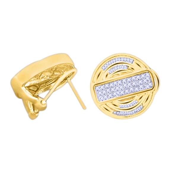 AFFY Round Cut White Natural Diamond Circle Stud Earrings In 14K Solid Yellow Gold (1.27 Ct)