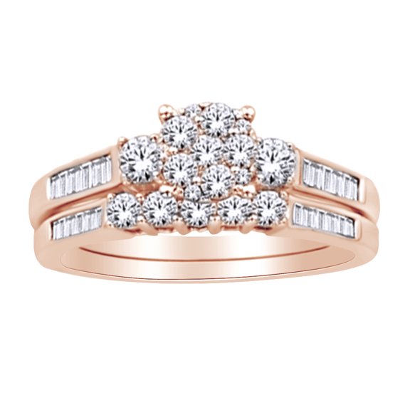 AFFY Round Cut White Natural Diamond Twisted Bridal Engagement Ring Set ...