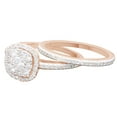 thumbnail image 1 of AFFY Round Cut White Natural Diamond Cluster Engagement Bridal Wedding Ring Set In 10K Solid Rose Gold, 1 of 1