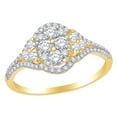 thumbnail image 1 of AFFY Round Cut White Natural Diamond Cluster Engagement Ring In 14K Solid Yellow Gold (0.7 Cttw), 1 of 1