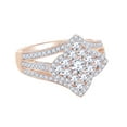 thumbnail image 1 of AFFY Round Cut White Natural Diamond Cluster Flower Engagement Ring In 14k Solid Rose Gold (0.75 cttw) Ring Size-5, 1 of 1
