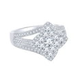 thumbnail image 1 of AFFY Round Cut White Natural Diamond Cluster Flower Engagement Ring In 14k Solid White Gold (0.75 cttw) Ring Size-6.5, 1 of 1