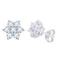 thumbnail image 1 of AFFY Round Cut White Natural Diamond Cluster Flower Stud Earrings In 14K Solid White Gold (2.5 Ct), 1 of 1