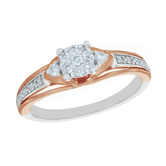 Round Cut White Natural Diamond Cluster Promise Ring in 10k White Gold (0.2 Cttw)