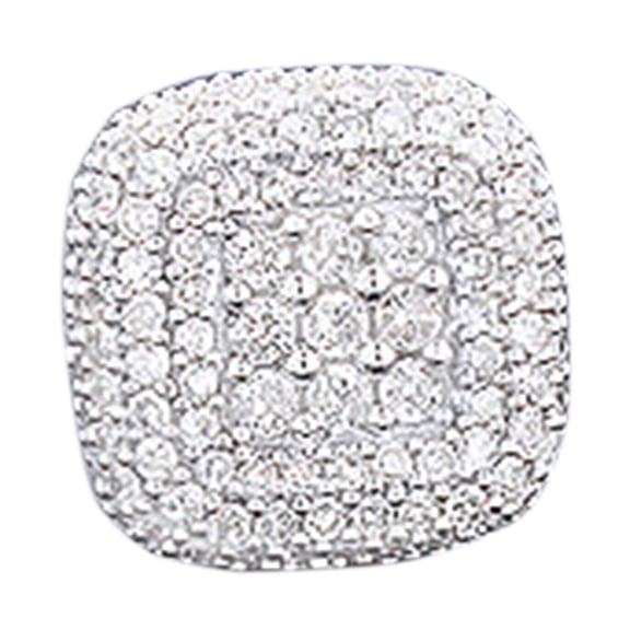 AFFY Round Cut White Natural Diamond Cluster Single Stud Earrings In 14K Solid White Gold (0.7 Ct)