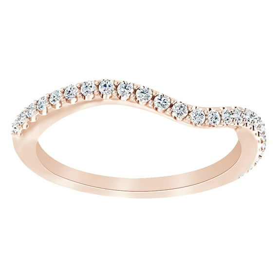AFFY Round Cut White Natural Diamond Contour Band Ring In 14K Solid Rose Gold (0.2 Ct)