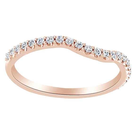 AFFY Round Cut White Natural Diamond Contour Band Ring In 14K Solid Rose Gold (0.2 Ct)