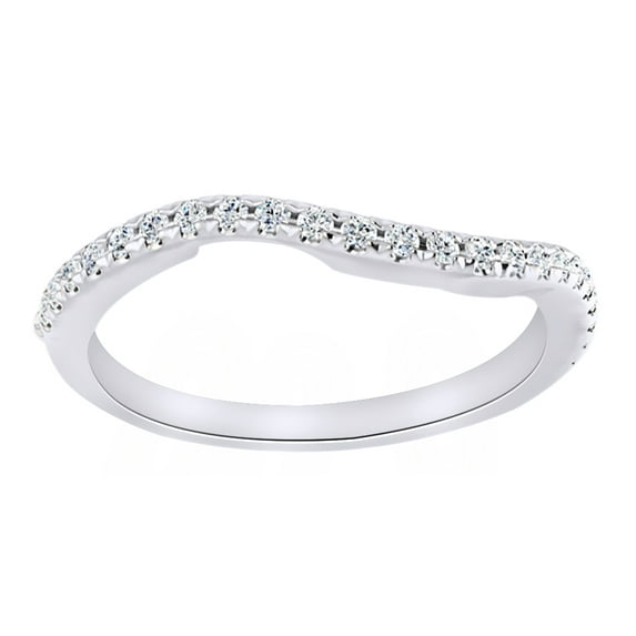 AFFY Round Cut White Natural Diamond Contour Band Ring In 14K Solid White Gold (0.2 Ct)