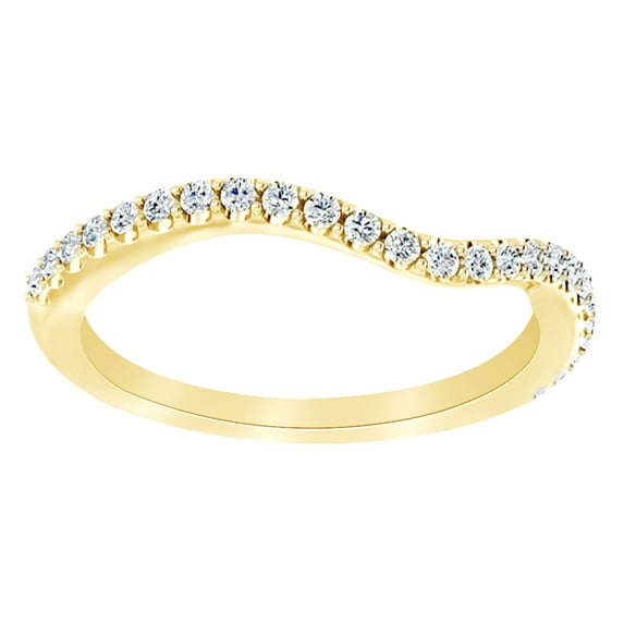 AFFY Round Cut White Natural Diamond Contour Band Ring In 14K Solid Yellow Gold (0.2 Ct) By