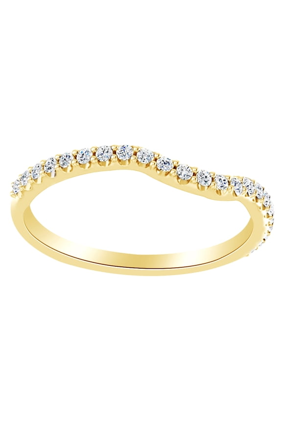 Round Cut White Natural Diamond Contour Band Ring In 14K Solid Yellow Gold (0.2 Ct)