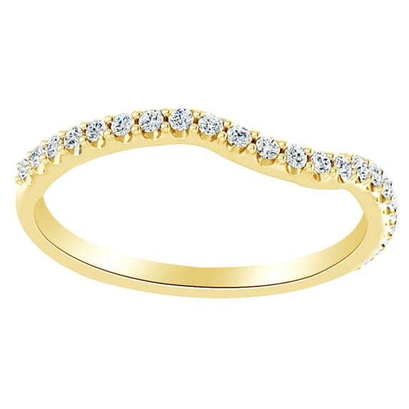 AFFY Round Cut White Natural Diamond Contour Band Ring In 14K Solid Yellow Gold (0.2 Ct)