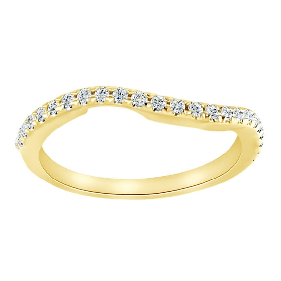 AFFY Round Cut White Natural Diamond Contour Band Ring In 14K Solid Yellow Gold (0.2 Ct)
